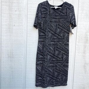 LuLaRoe Elegant Sparkle Julia Dress Black Silver Short Sleeve NEW Size Large